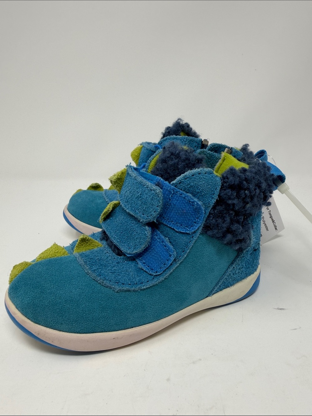 Ugg Blue Suede High-Top Sneakers with Shearling Trim dinosaur size 8t